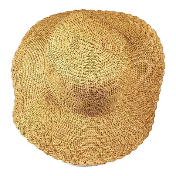 Bienvenu Natural Straw Hat Wide Brim Tan Beach Outdoor Vacation Summer Pool - Picture 2 of 8